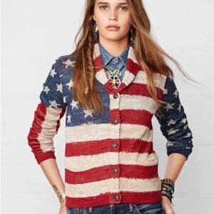 Denim & supply Ralph Lauren women’s American flag shawl cardigan size small